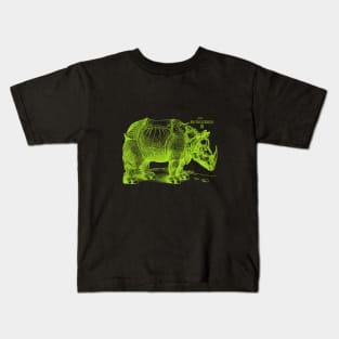 Albrecht Durer's Rhinoceros in Lime Green Kids T-Shirt